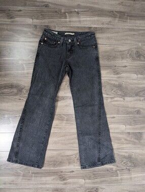 Levi's Women's Noughties Bootcut Washed Black Size 27 Flap Pockets Low Rise